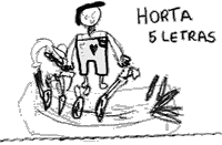 Helena e Garbriel (SESI/CEI Itu) usam a horta para desenhar, escrever, contar